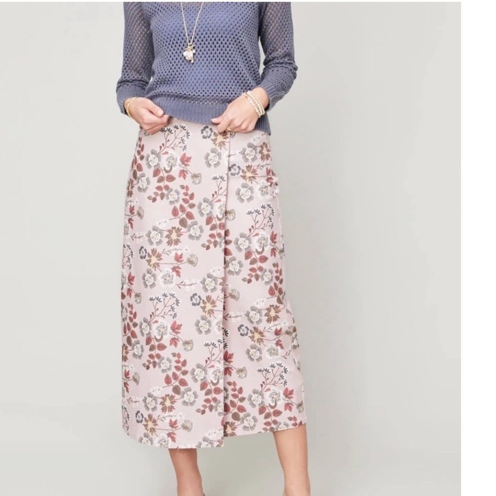 Spartina 449 Sloane Bi-Stretch Skirt Parade Floral‎ Vine Mauve Midi Skirt Sz 6